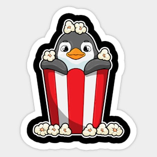 Penguin with Popcorn cone Sticker